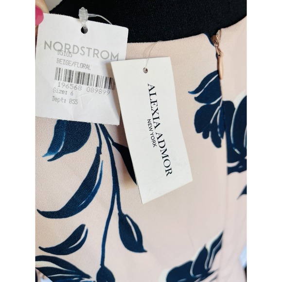 New with Tag Alexia Admor Floral Puff Sleeves & Slit Maxi Dress  Size 6 - Picture 7 of 9